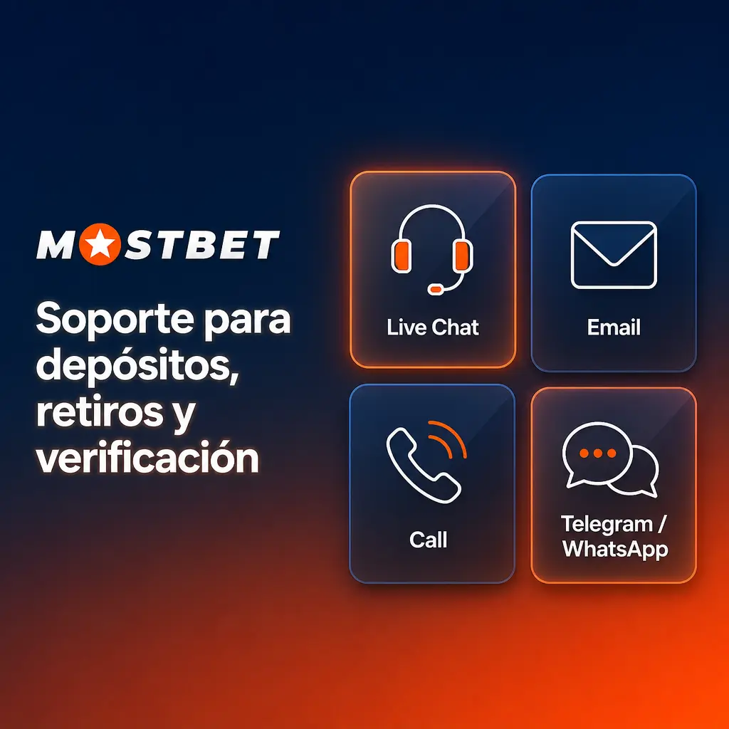 Soporte de Mostbet para depósitos, retiros y verificación con chat 24/7, correos y estado de transacciones